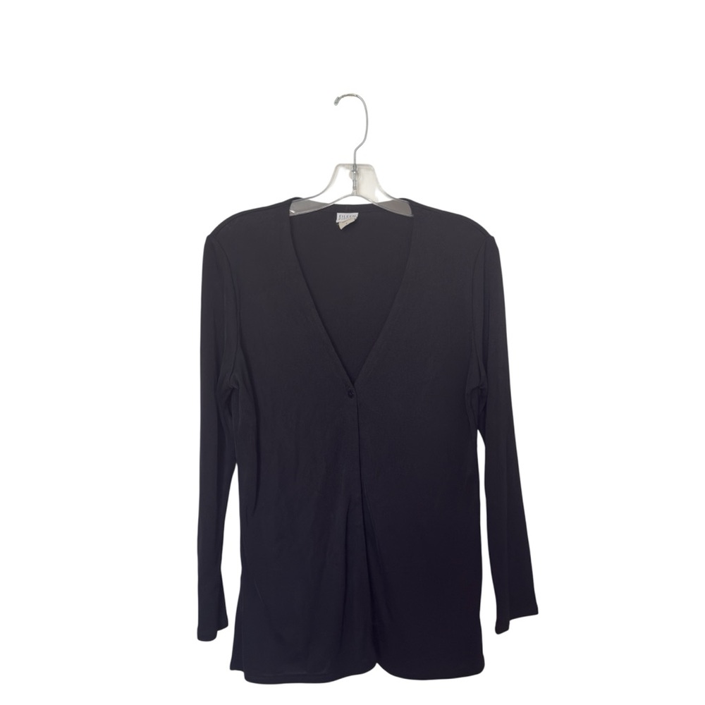 Eileen Fisher Black Small‎ One Button Lightweight V-Neck Cardigan 90s Minimalist